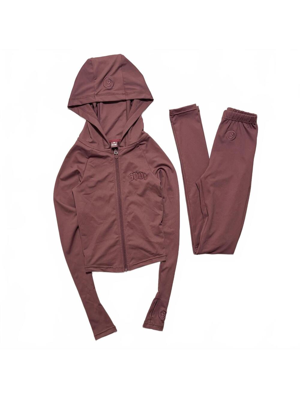 Body By Raven Tracy Body Basics Set Women's XS Mauve Zip Up Hoodie Jogger